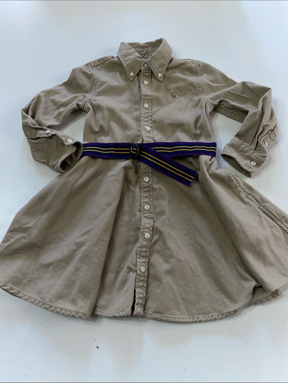 Polo Ralph Lauren chino belted shirt dress size 4/4T